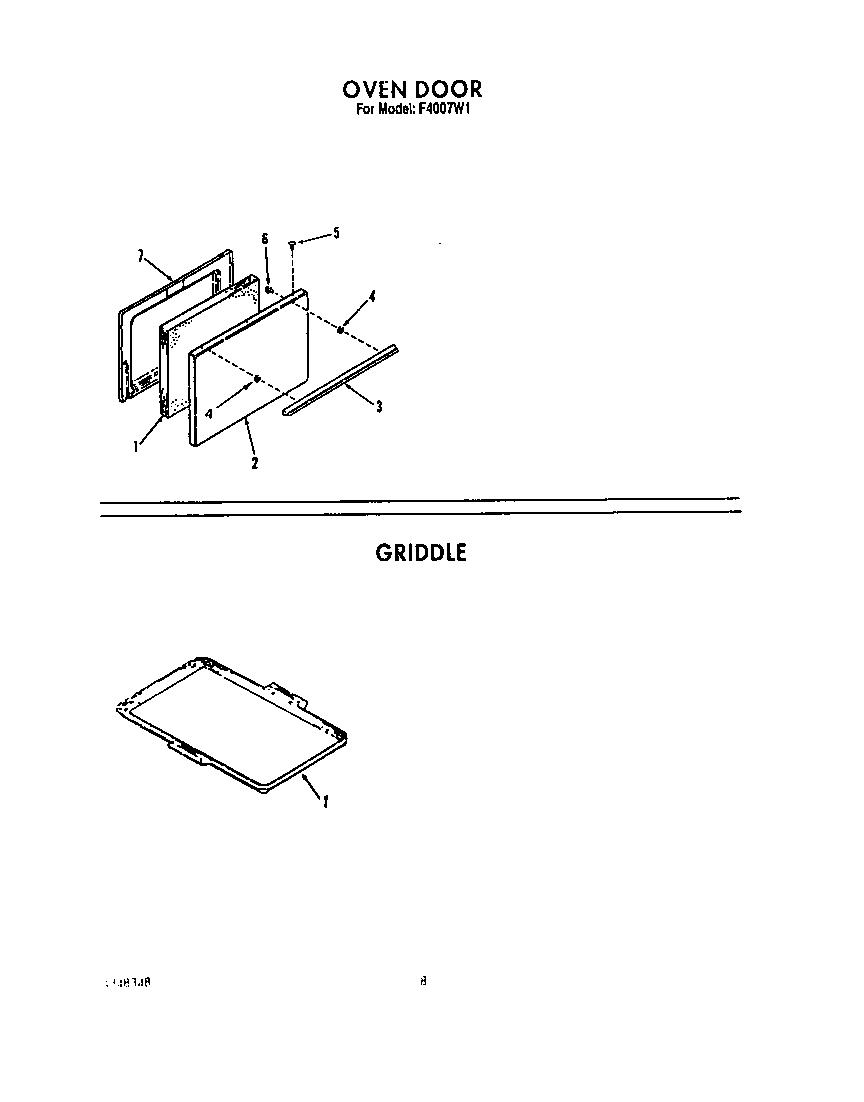Roper F4007W1 oven door diagram