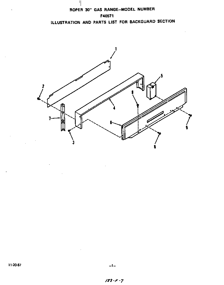 Roper F4057W1 backguard diagram