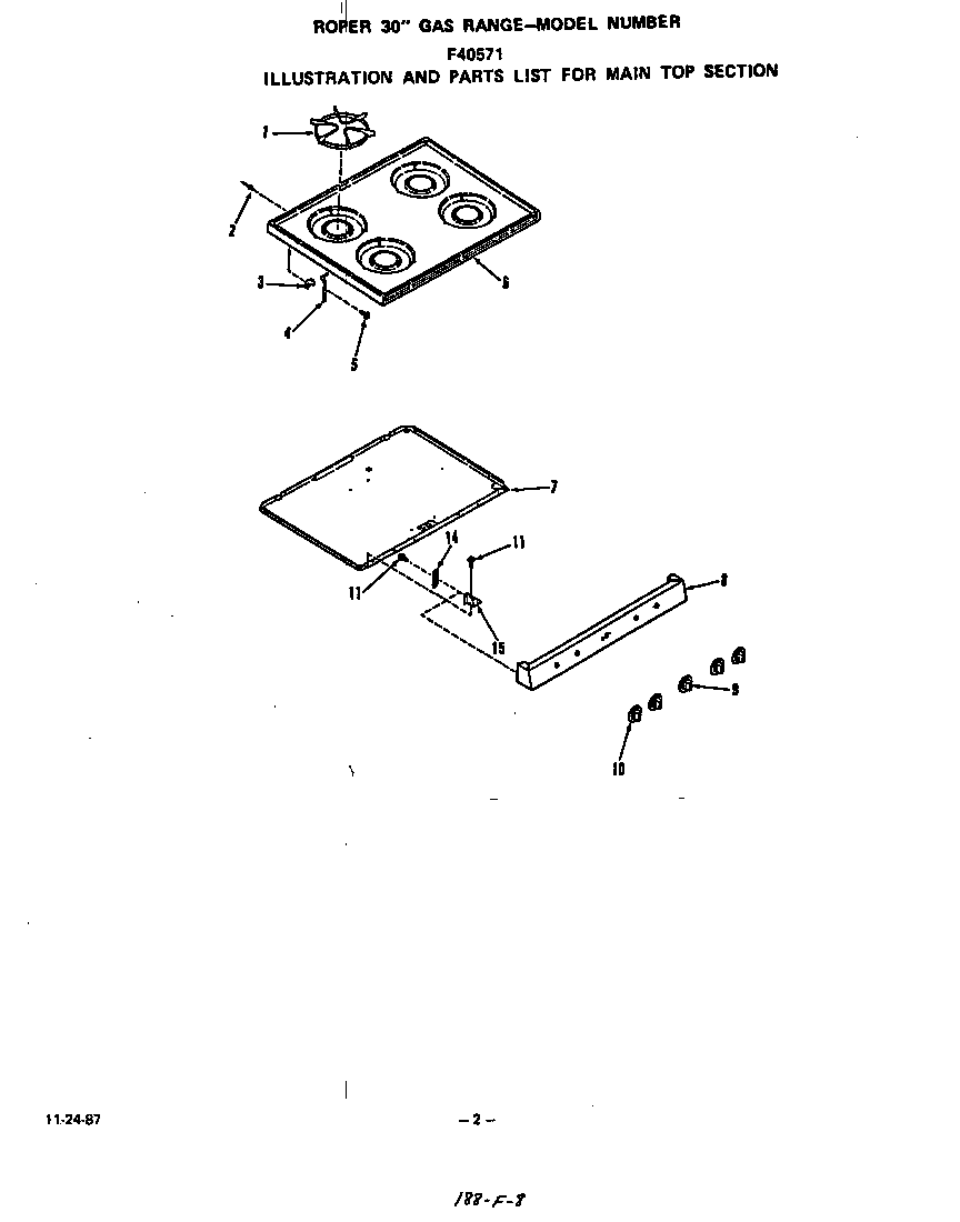 Roper F4057W1 main top diagram
