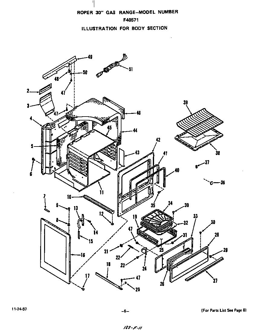 Roper F4057W1 body diagram