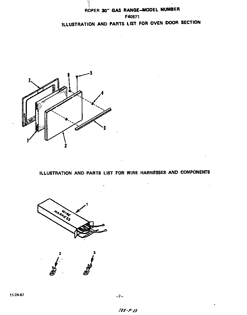 Roper F4057W1 oven door diagram