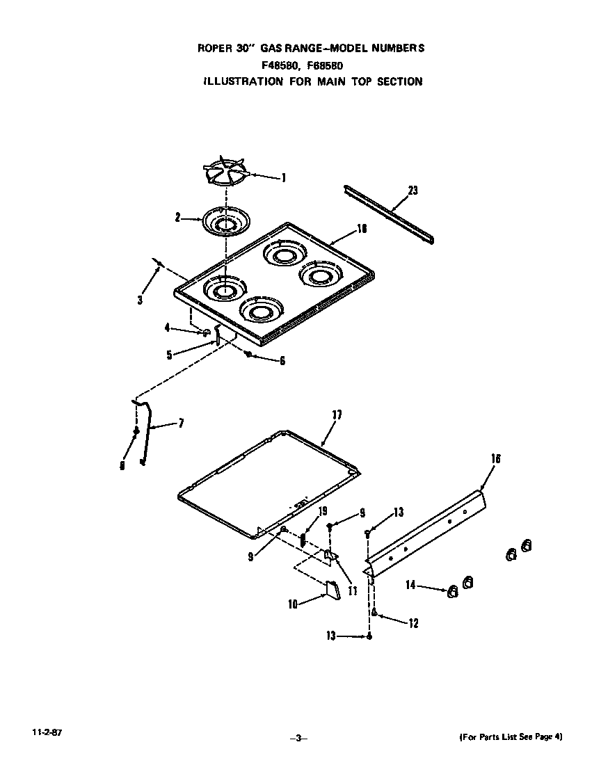 Roper F4858W0 main top diagram