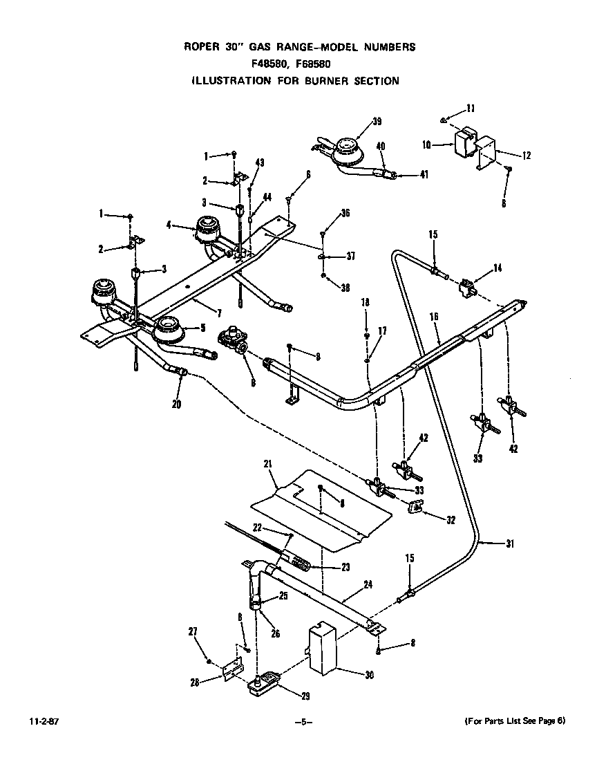 Roper F4858W0 burner diagram
