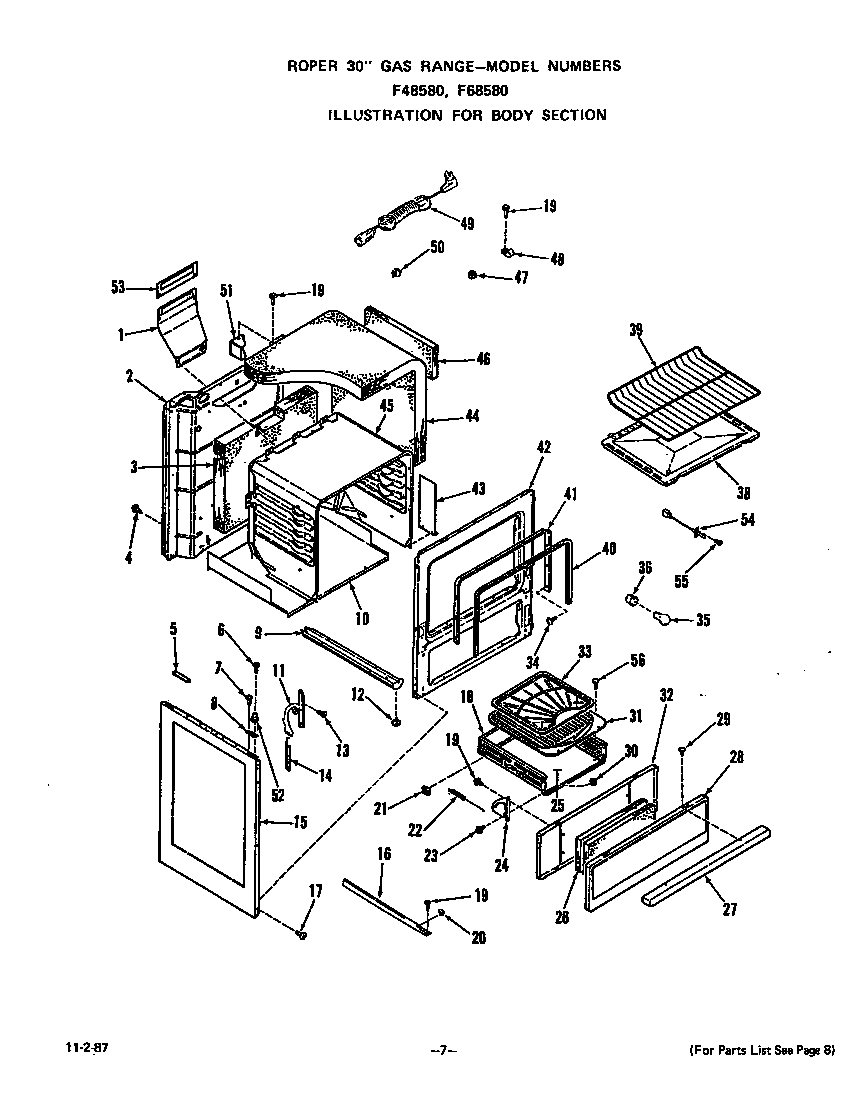Roper F4858W0 body diagram