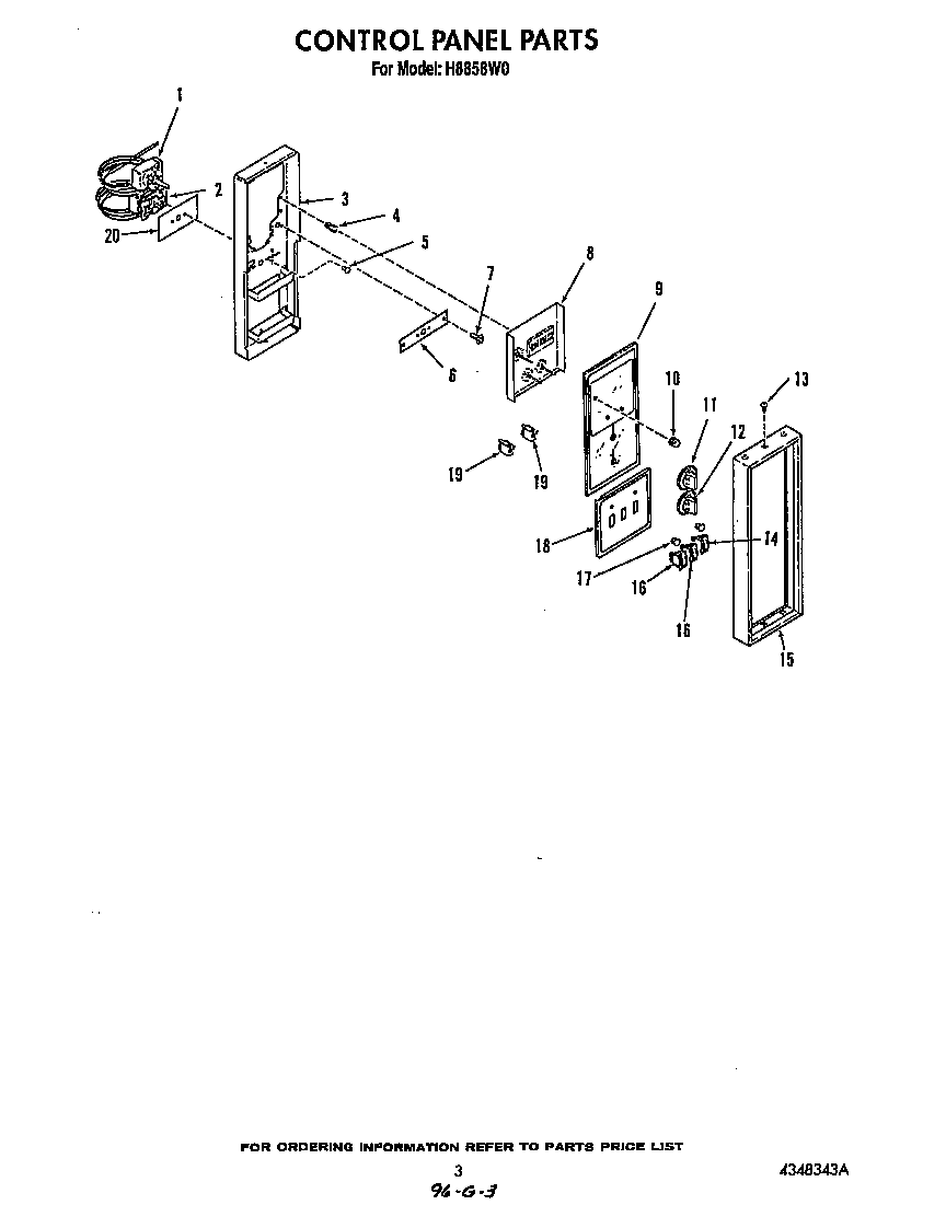 Roper H8858W0 control panel diagram