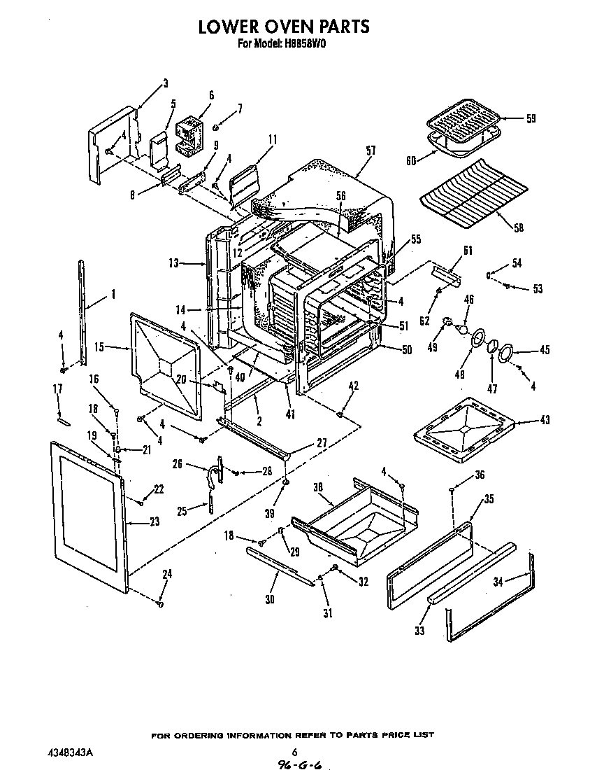 Roper H8858W0 lower oven diagram