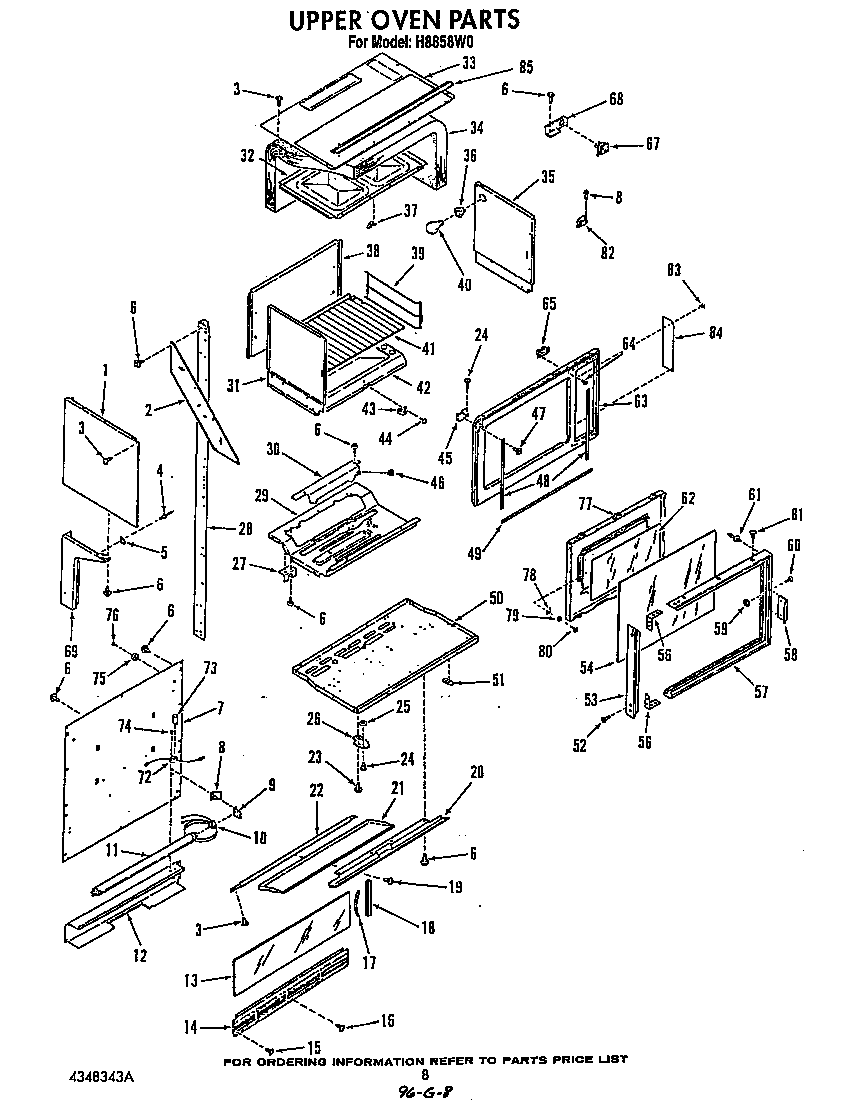 Roper H8858W0 upper oven diagram