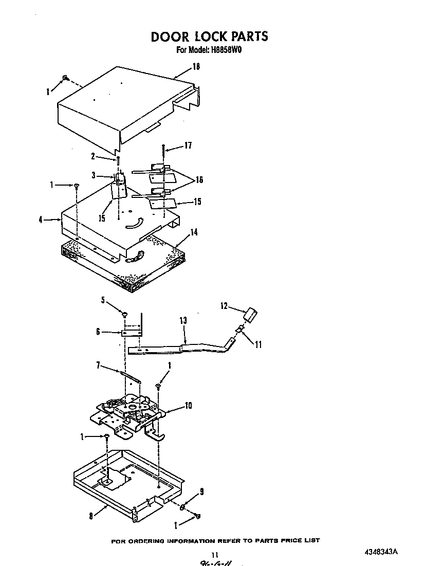 Roper H8858W0 door lock diagram