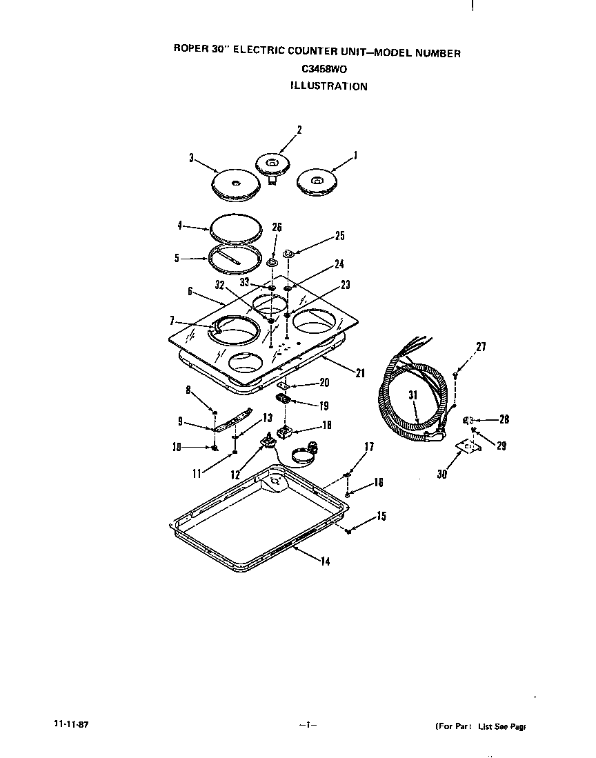 Roper C3458*0 cooktop diagram
