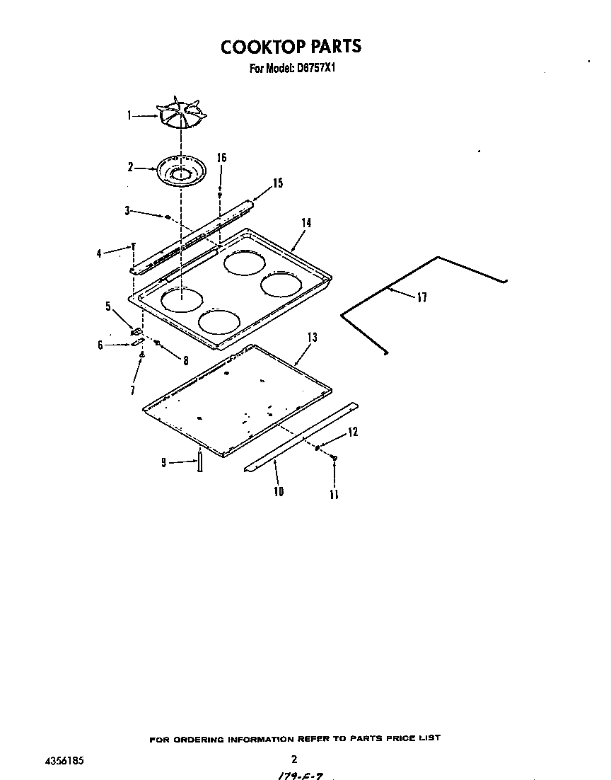 Roper D6757X1 cook top diagram