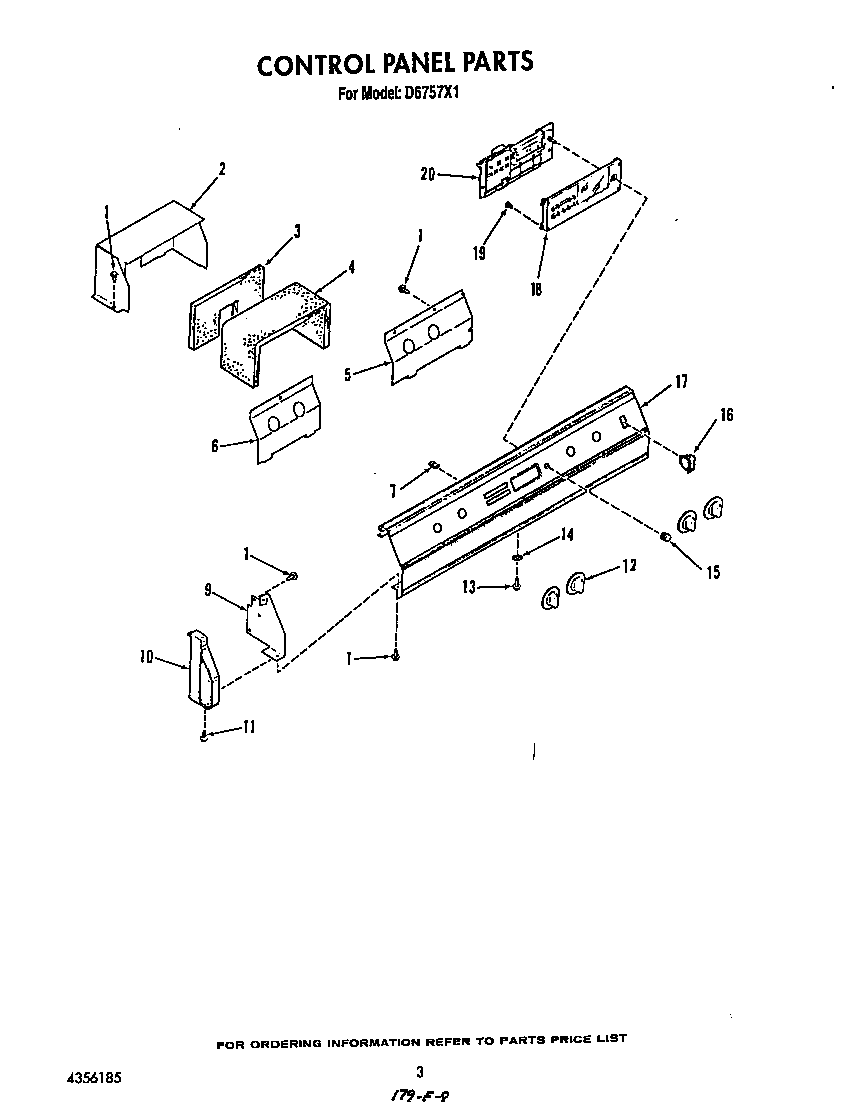 Roper D6757X1 control panel diagram