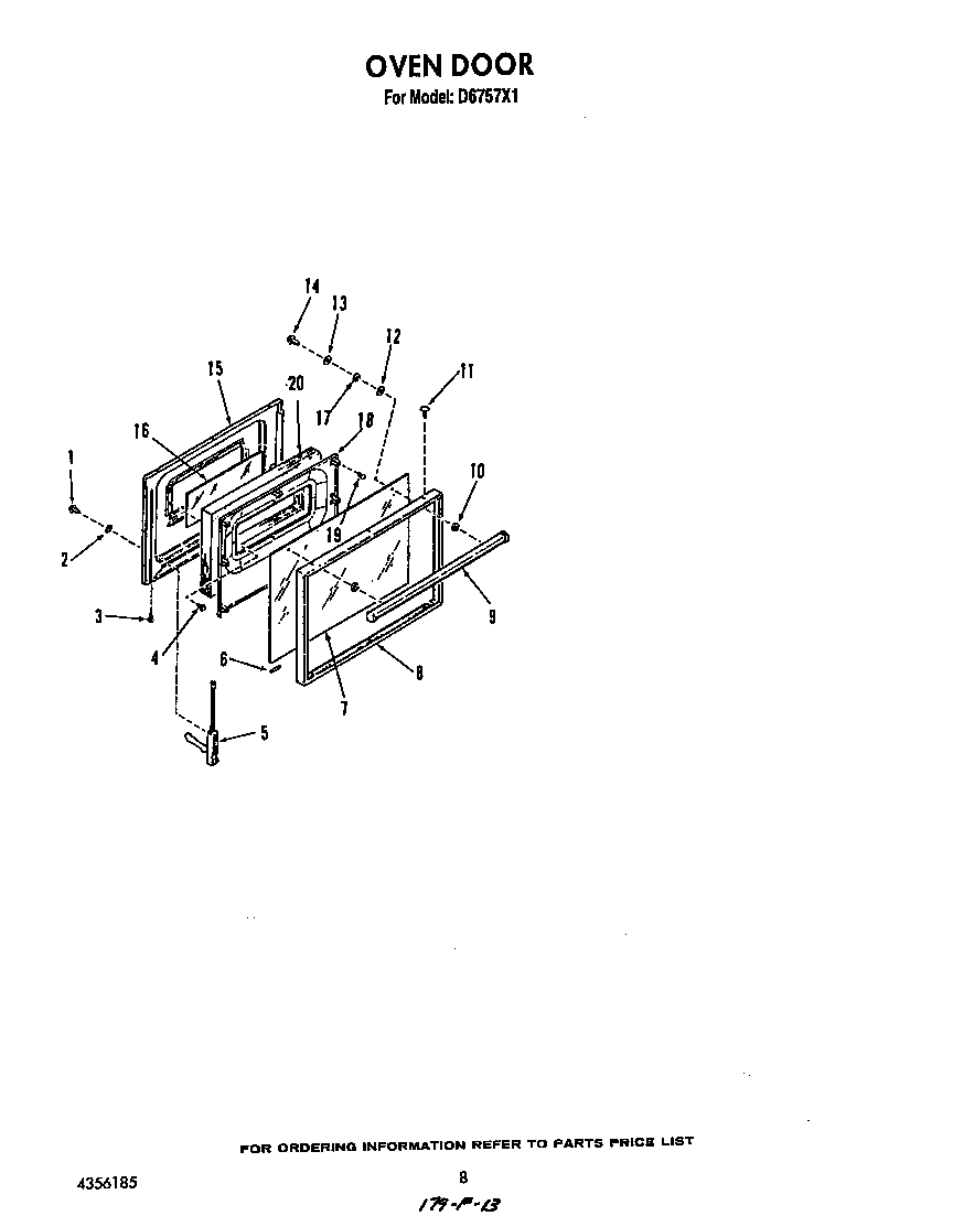 Roper D6757X1 oven door diagram