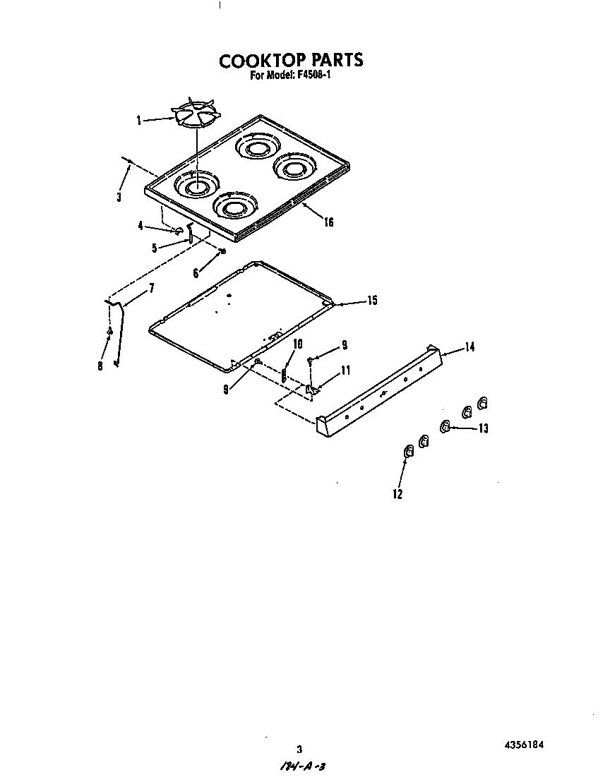 Roper F4508W1 cook top diagram