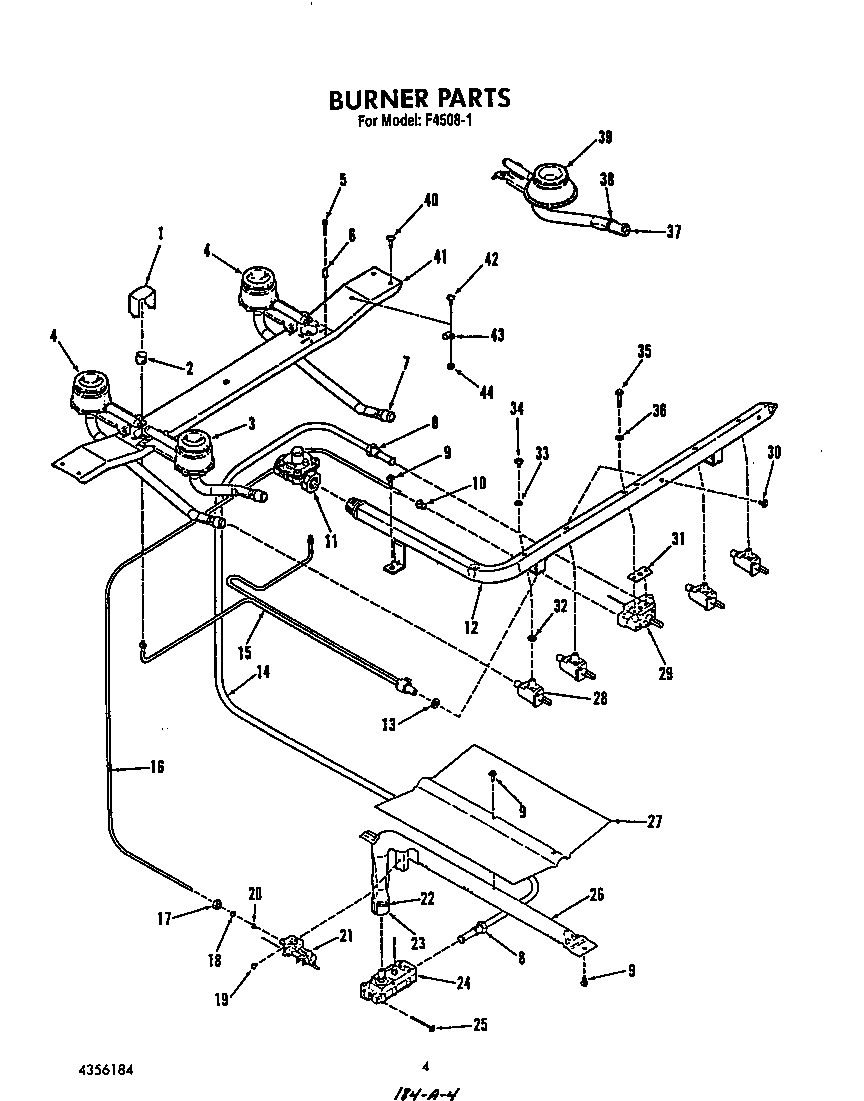 Roper F4508W1 burner diagram