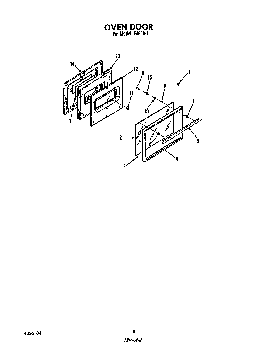Roper F4508W1 oven door diagram