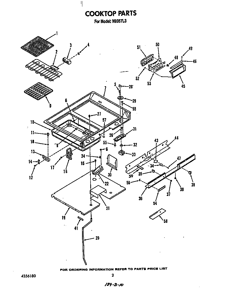 Roper N9357L3 cook top diagram