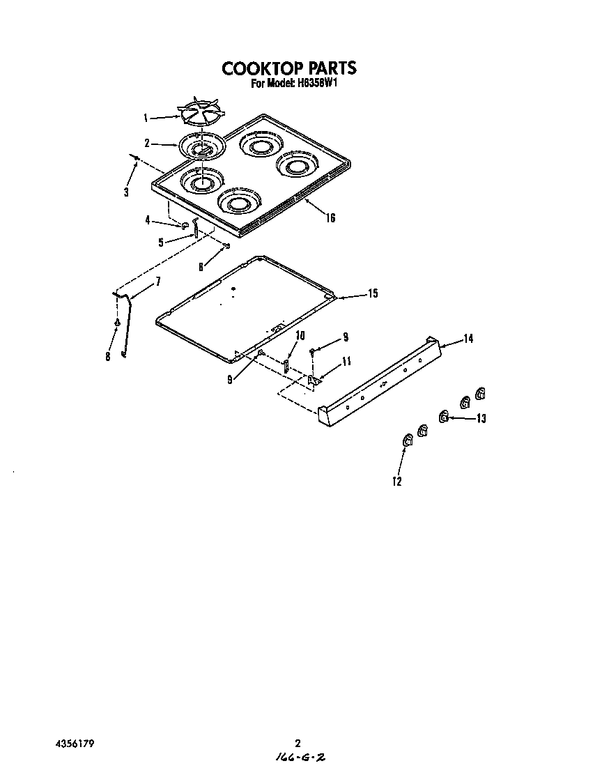 Roper H6358*1 cook top diagram
