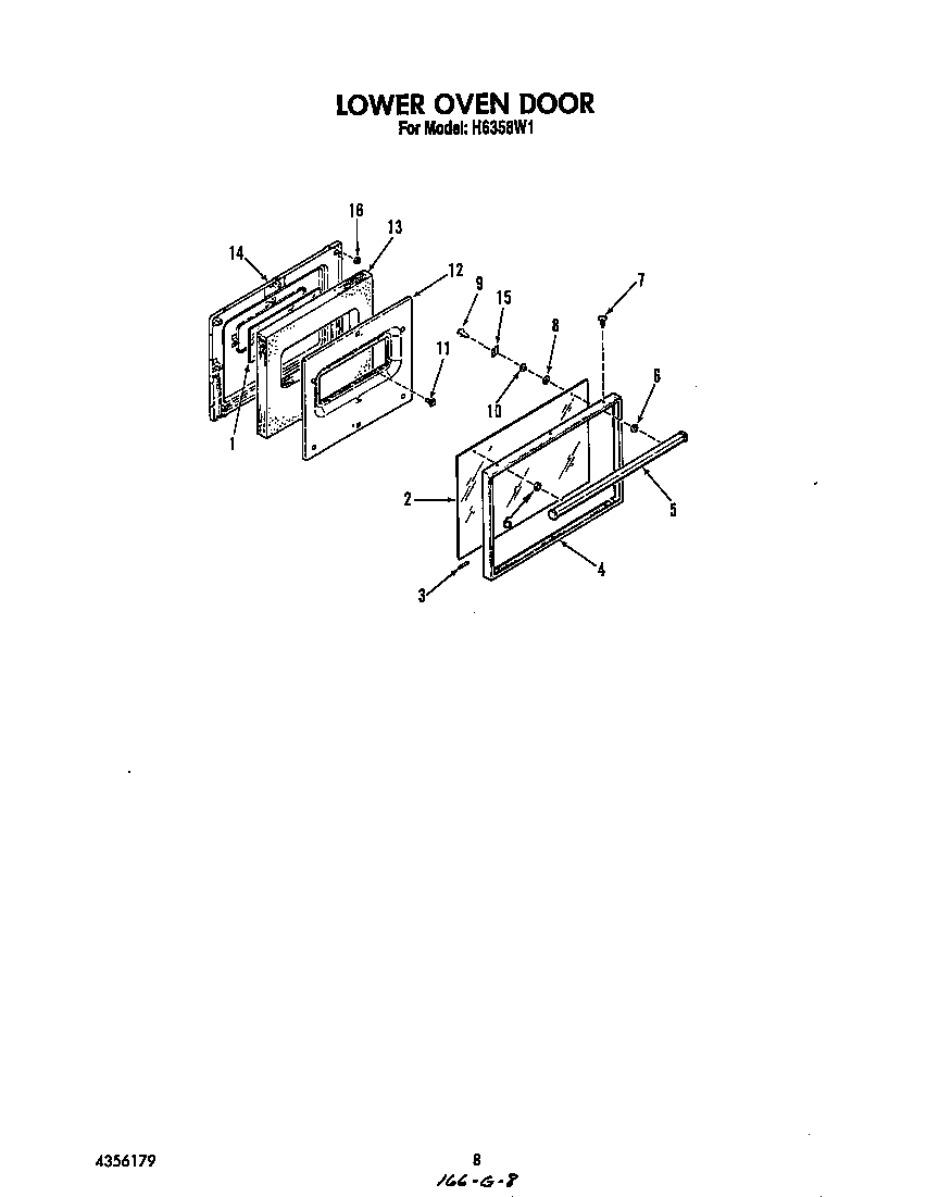 Roper H6358*1 lower oven door diagram