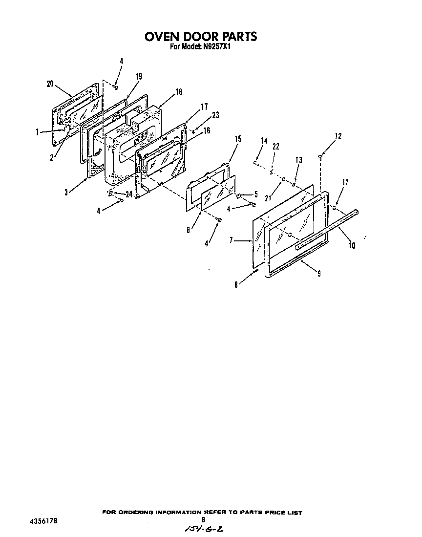 Roper N9257L1 oven door diagram