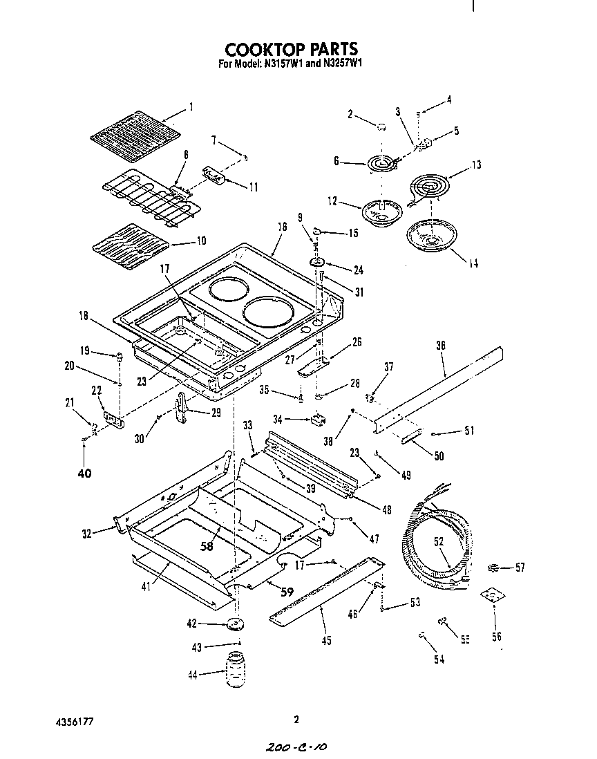 Roper N3257*1 cook top diagram