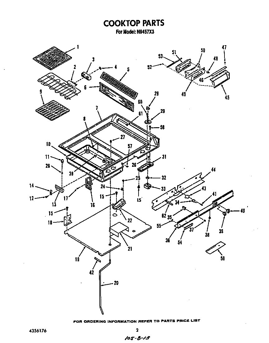 Roper N9457L3 cooktop diagram
