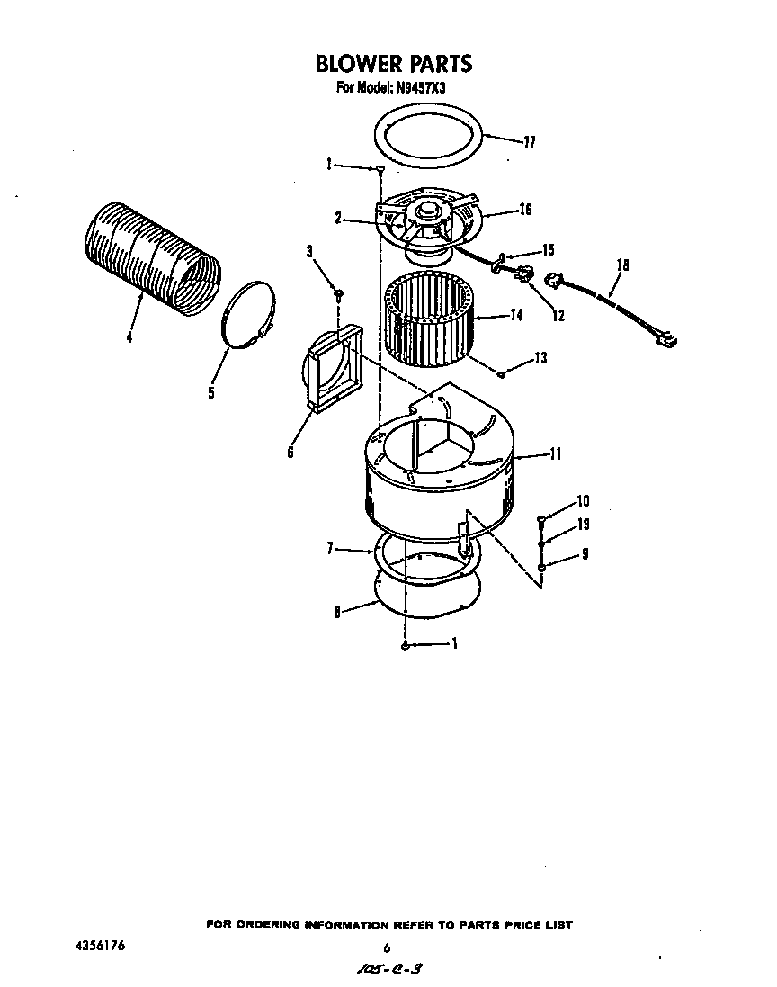 Roper N9457L3 blower diagram