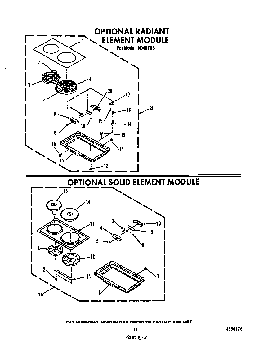 Roper N9457L3 ^radiant element module diagram