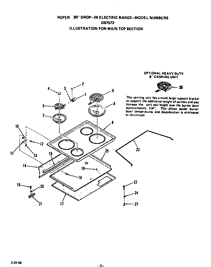 Roper D9757W2 main top diagram