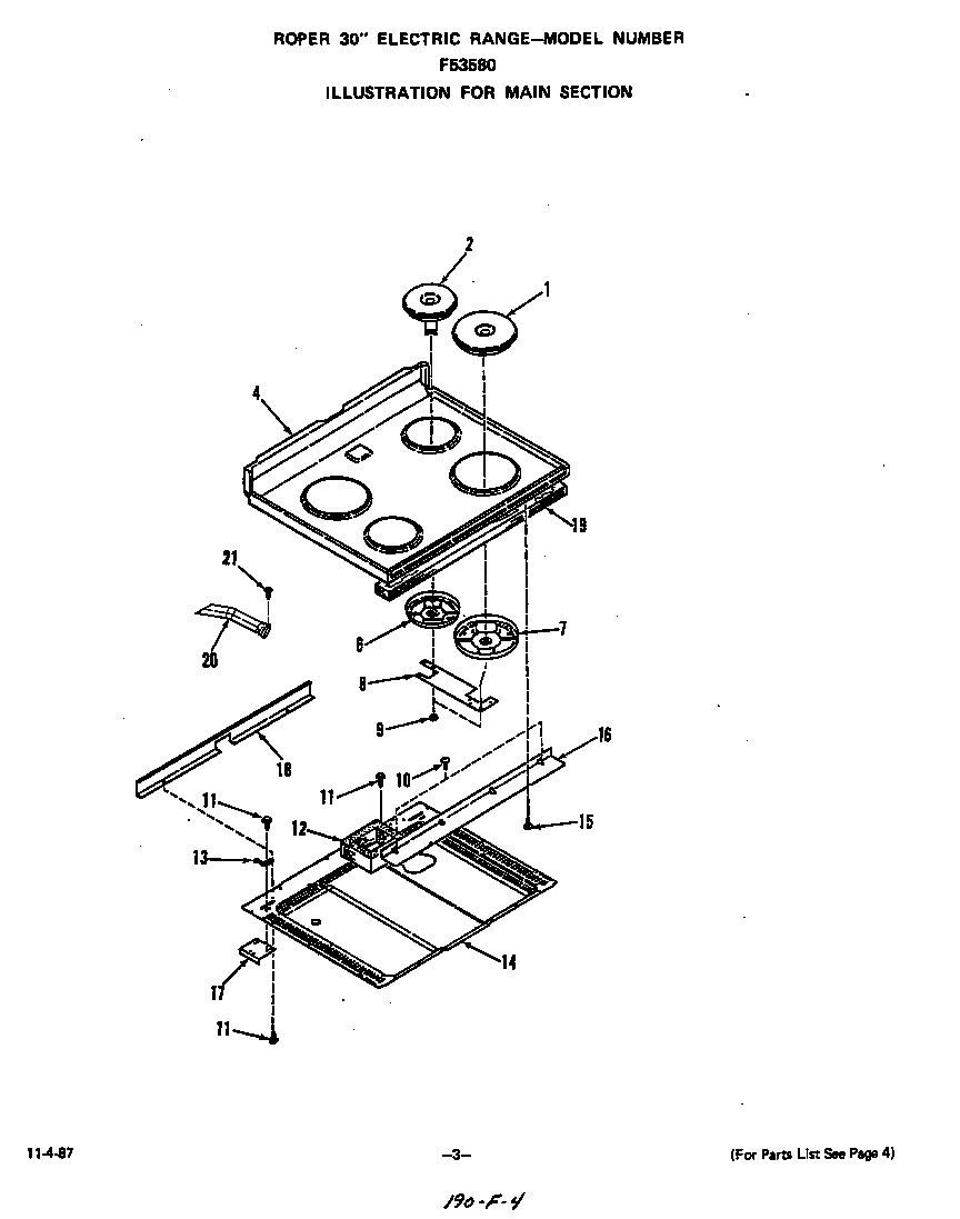 Roper F5358*0 main section diagram