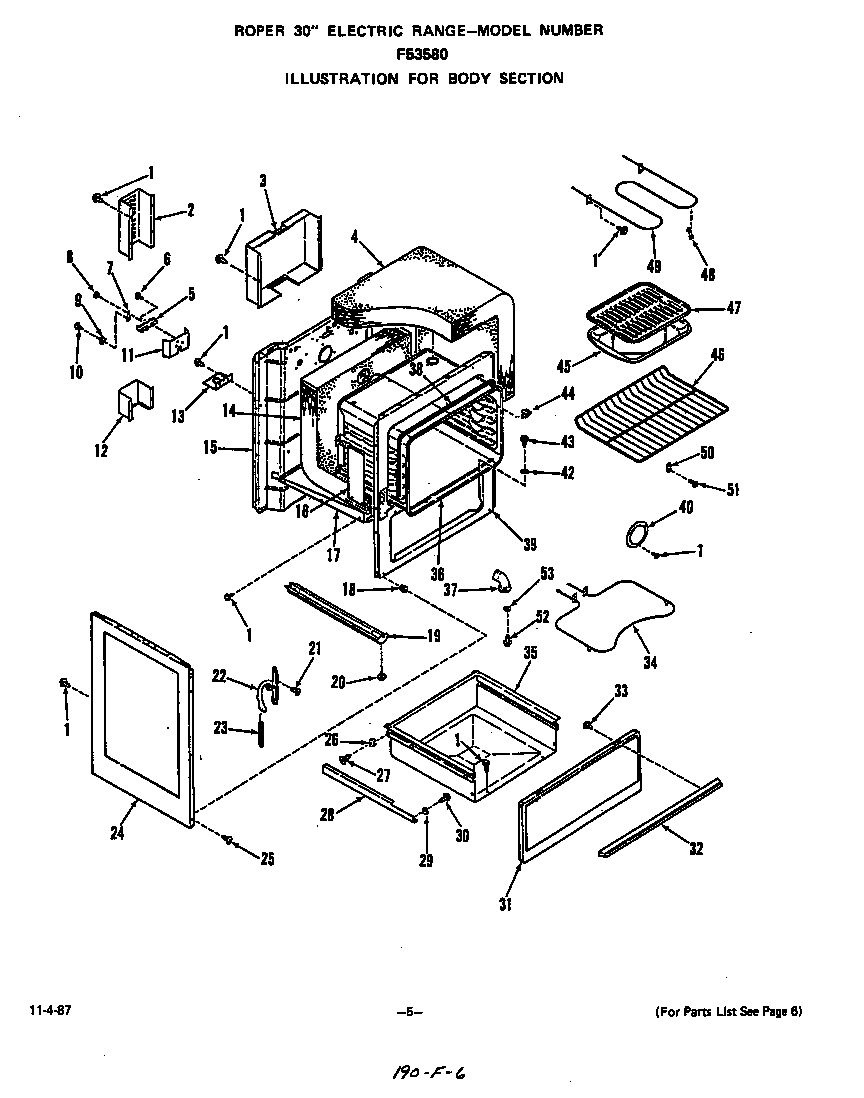 Roper F5358*0 body diagram