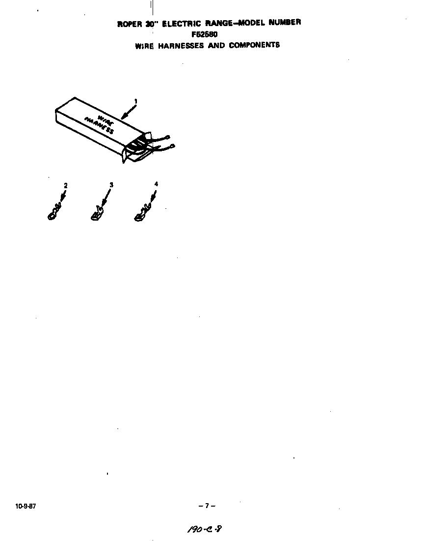 Roper F5258W0 wire harness and components diagram
