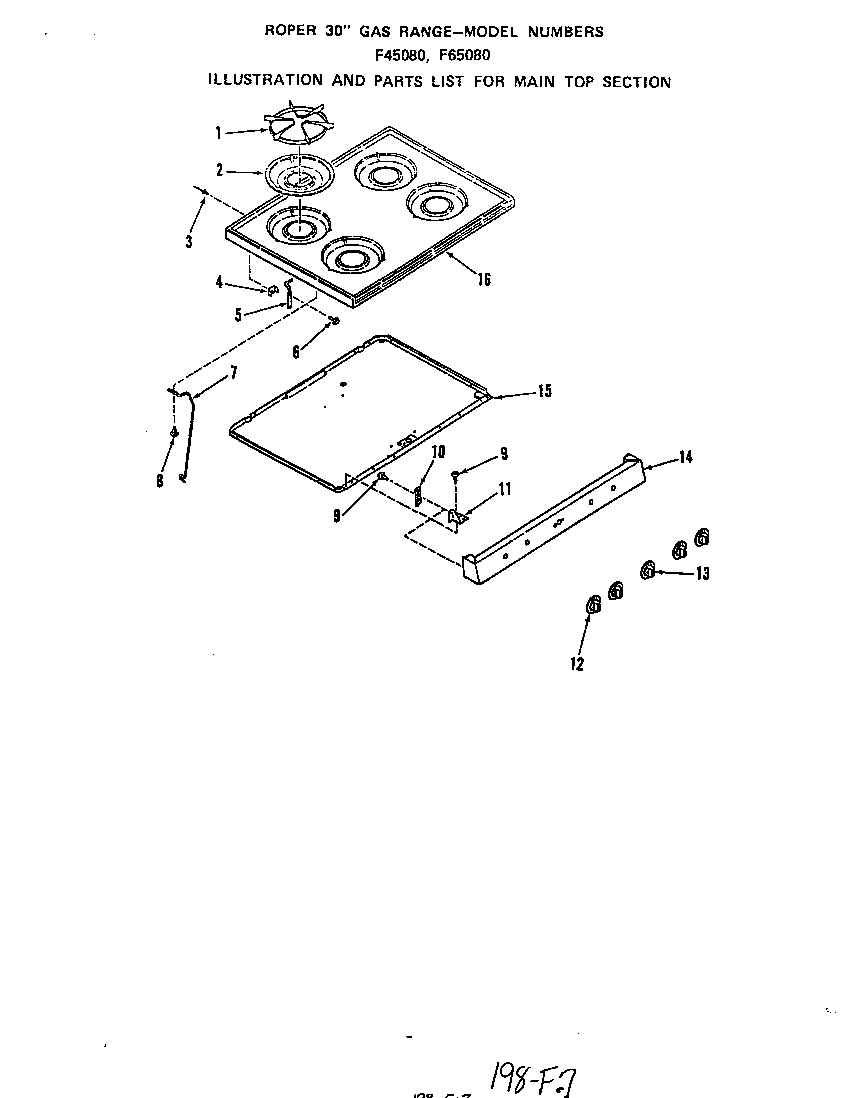 Roper F4508W0 main top diagram