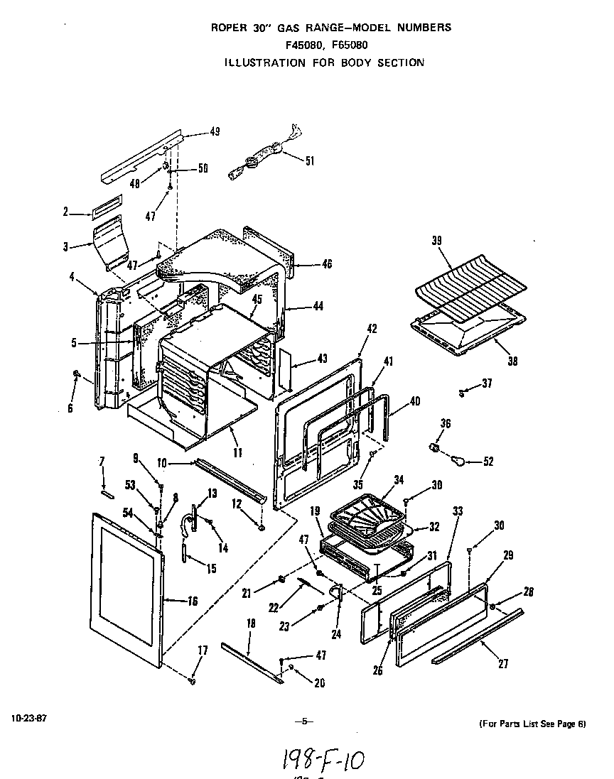 Roper F4508W0 body diagram