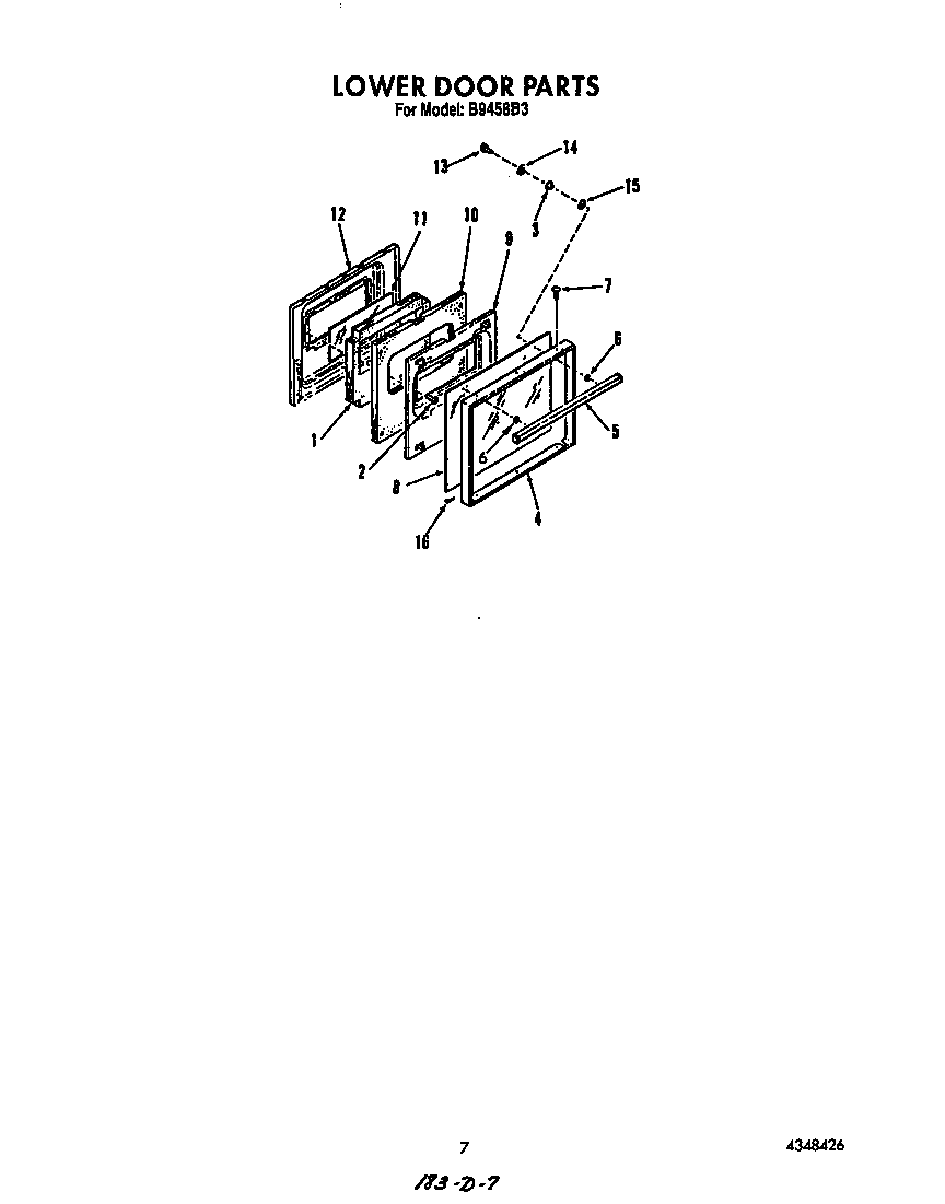 Roper B9458B3 lower door diagram