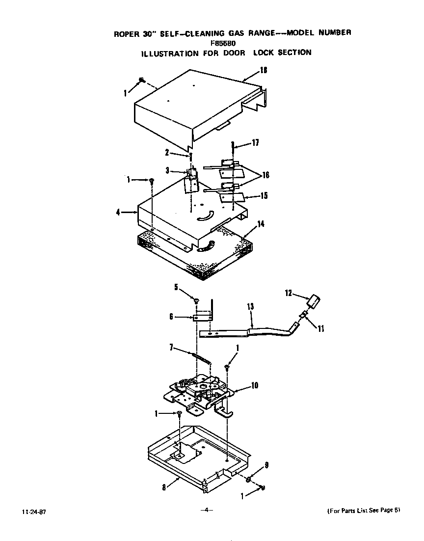 Roper F8558*0 door lock diagram