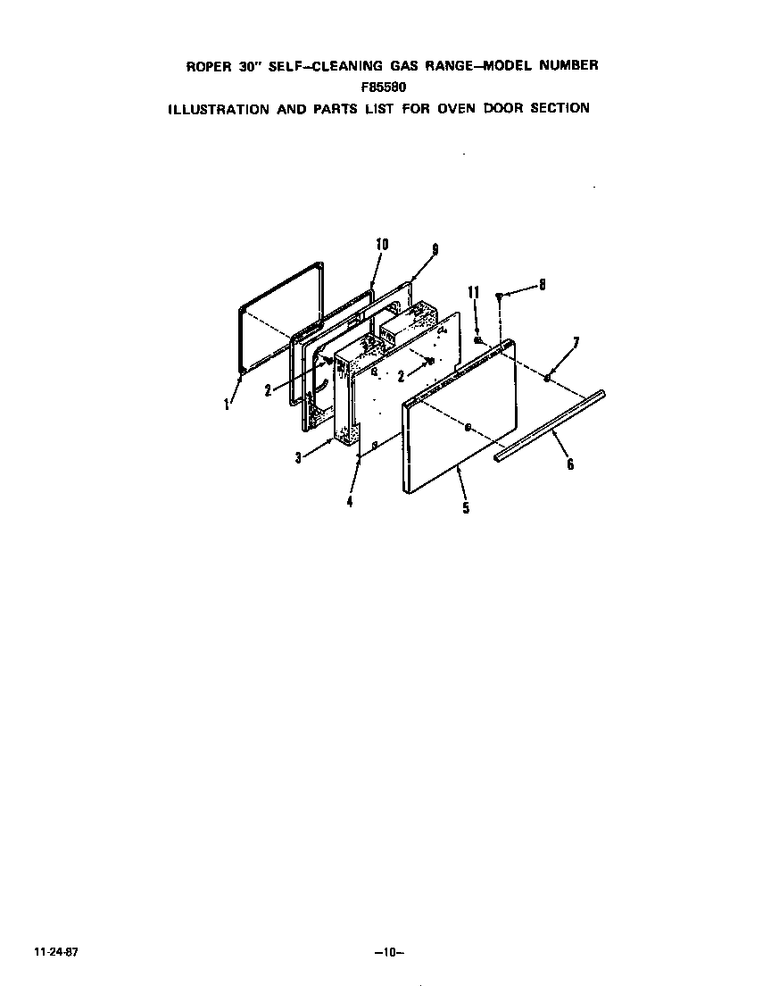 Roper F8558*0 oven door diagram