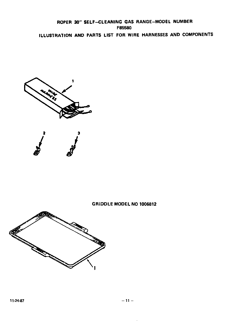 Roper F8558*0 wiring harness and components diagram