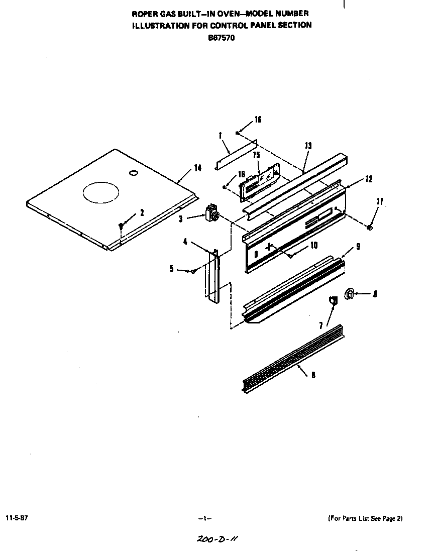 Roper B6757B0 control panel diagram