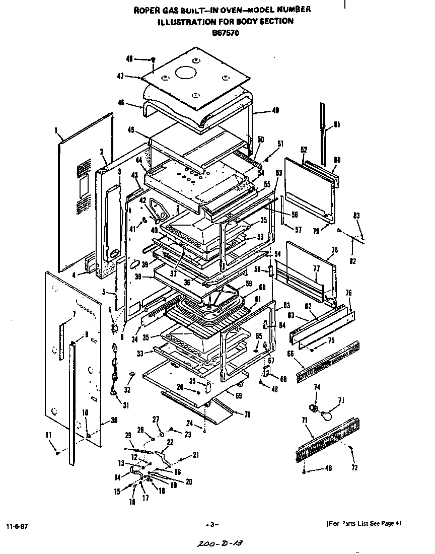 Roper B6757B0 body diagram