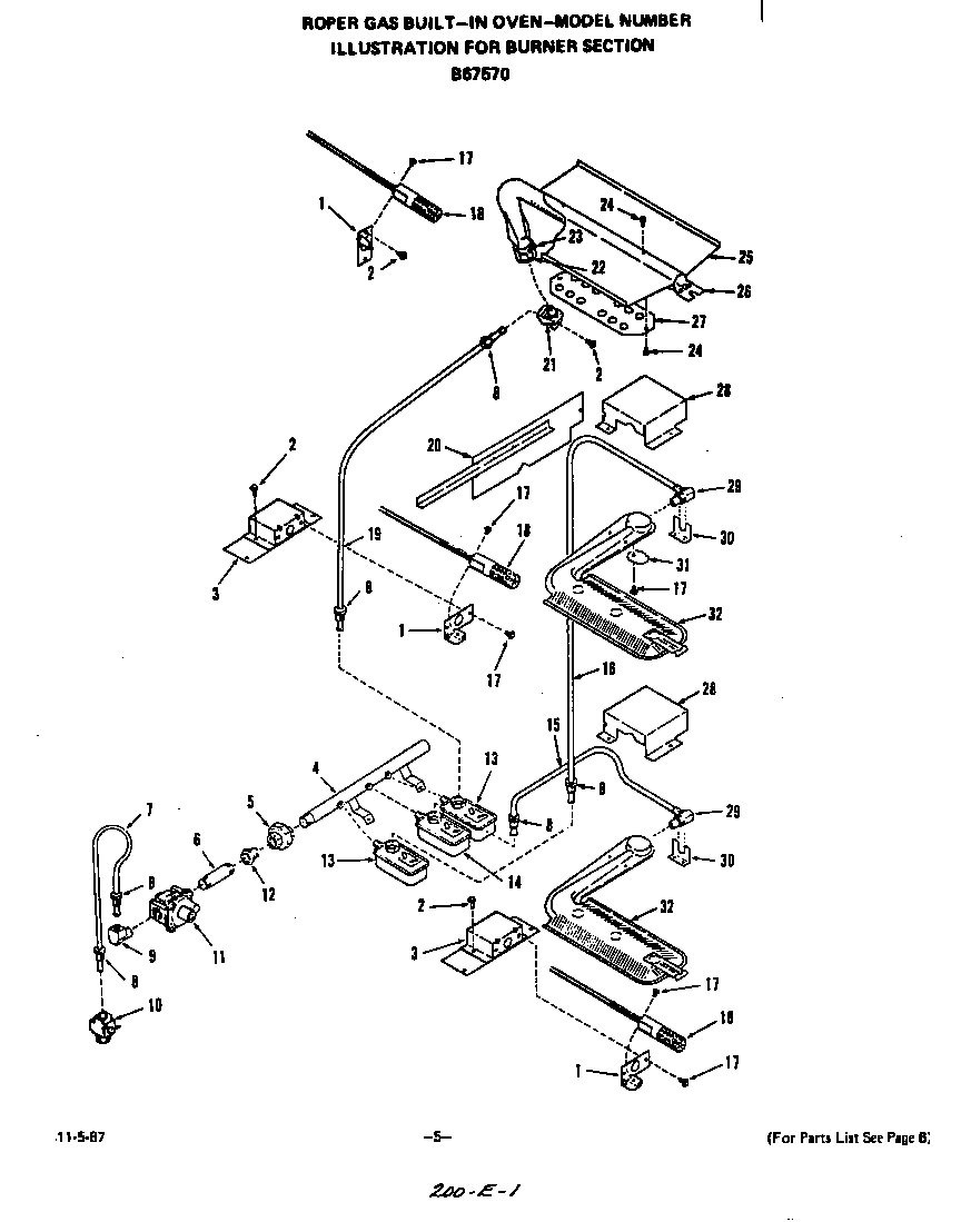 Roper B6757B0 burner diagram