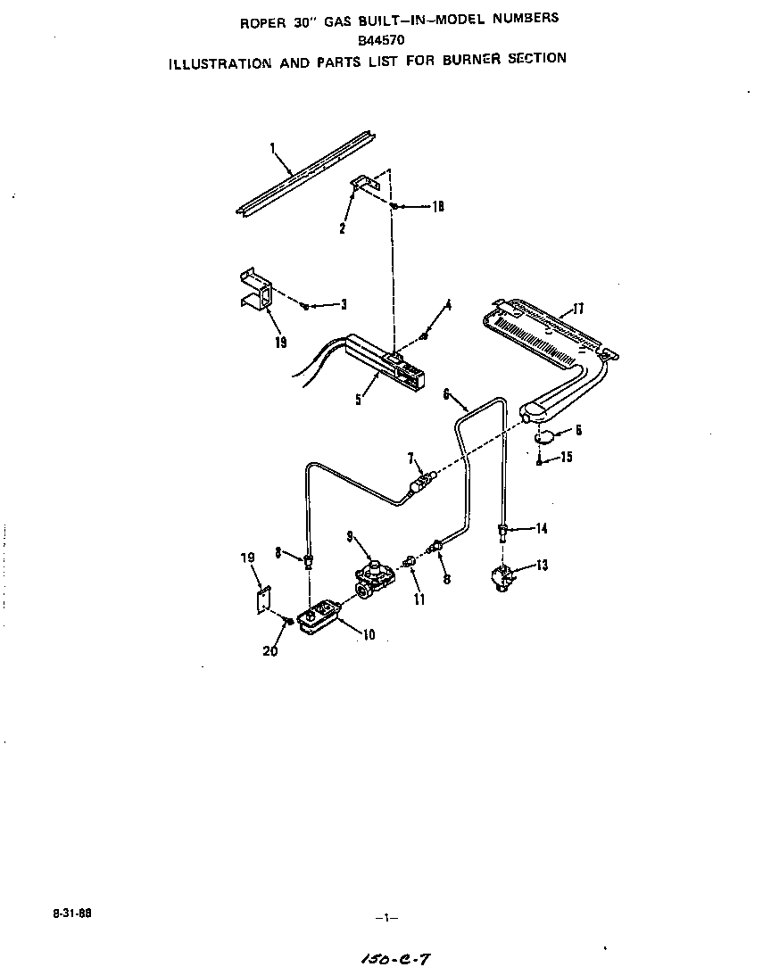 Roper B4457B0 burner diagram