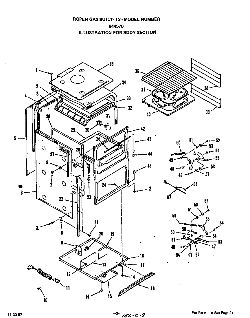 Roper B4457B0 body diagram