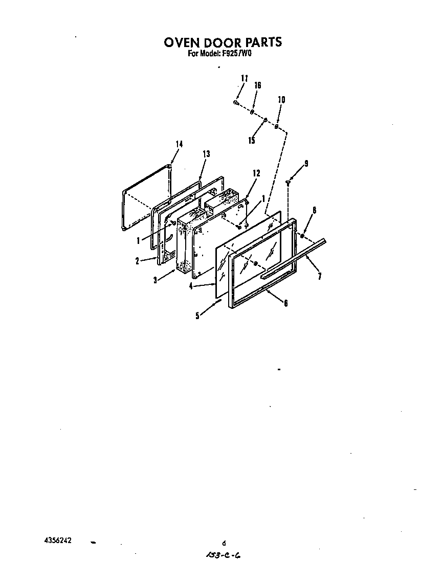 Roper F9257*0 oven door diagram