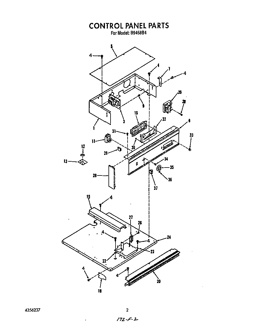 Roper B9458B4 control panel diagram