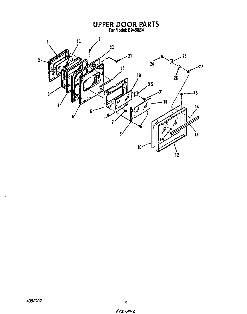 Roper B9458B4 upper door diagram