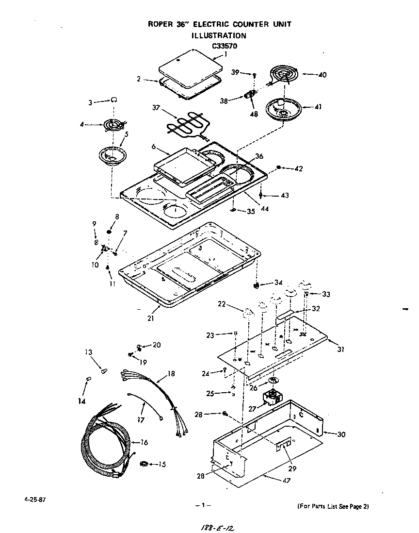 Roper C3357*0 cooktop diagram