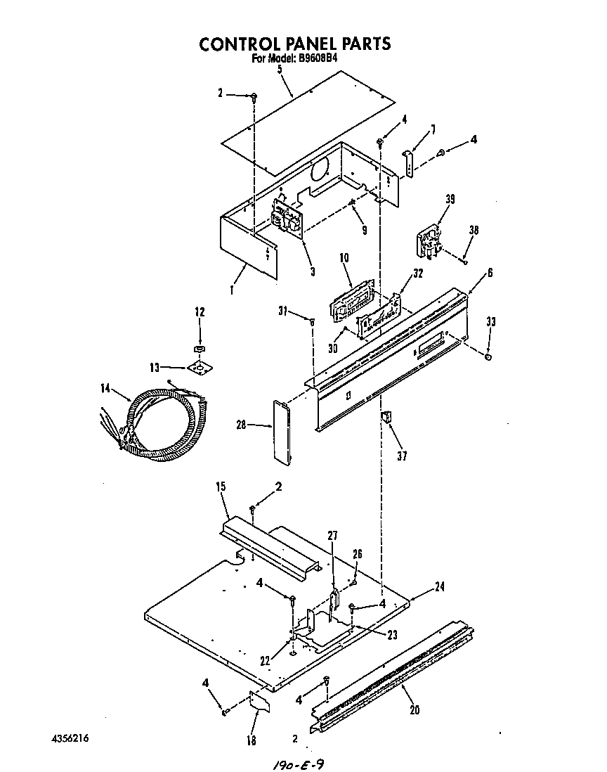 Roper B9608*4 control panel diagram