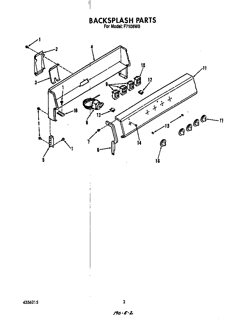 Roper F7108W0 backsplash diagram
