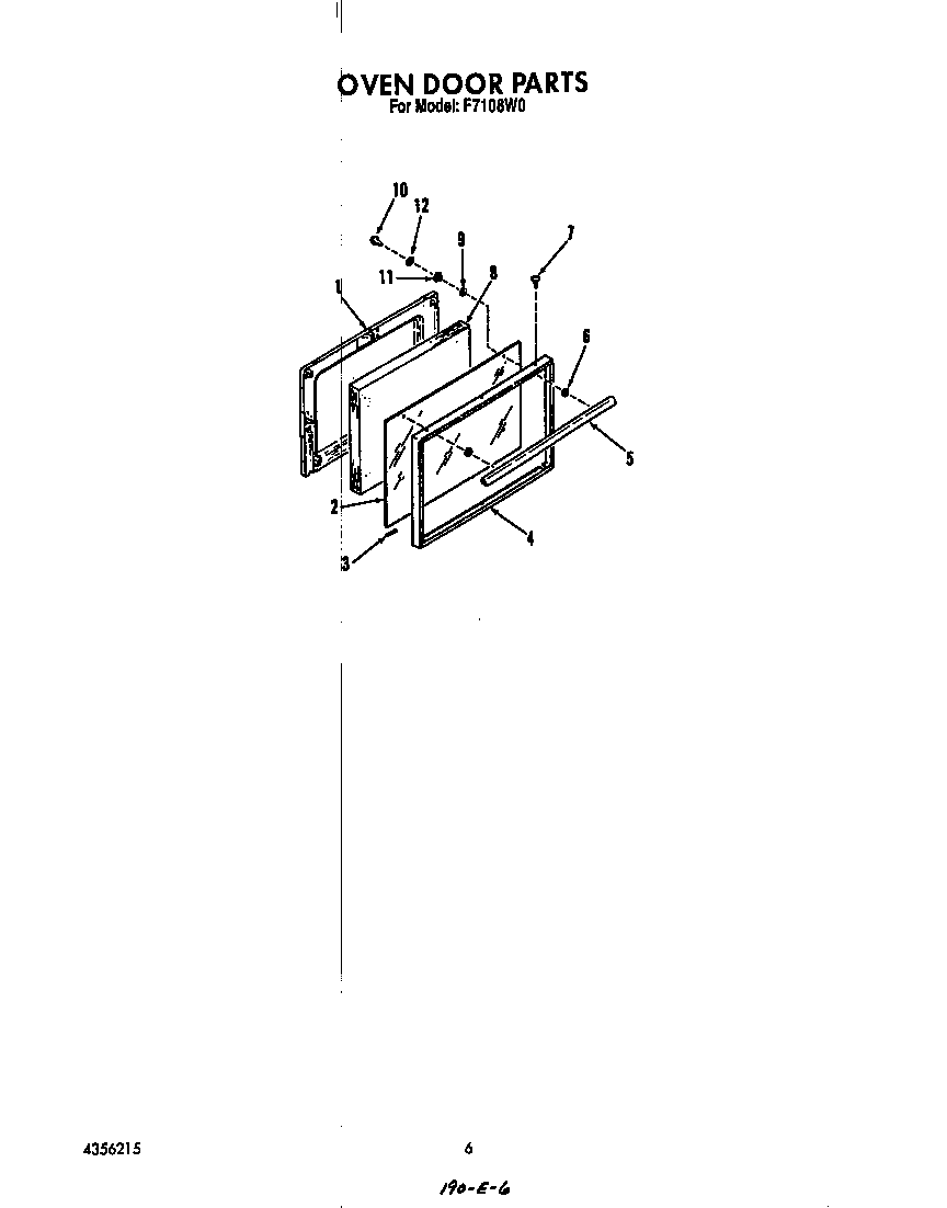 Roper F7108W0 oven door diagram