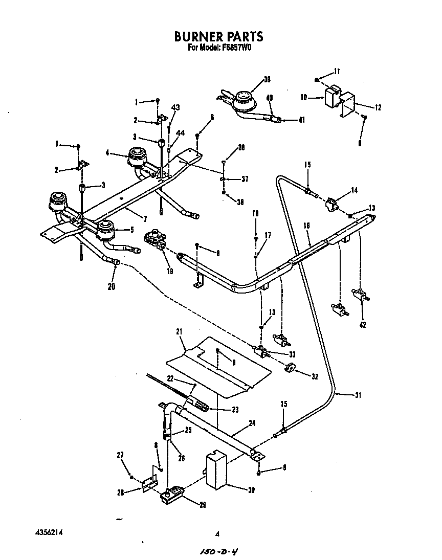 Roper F6857W0 burner diagram